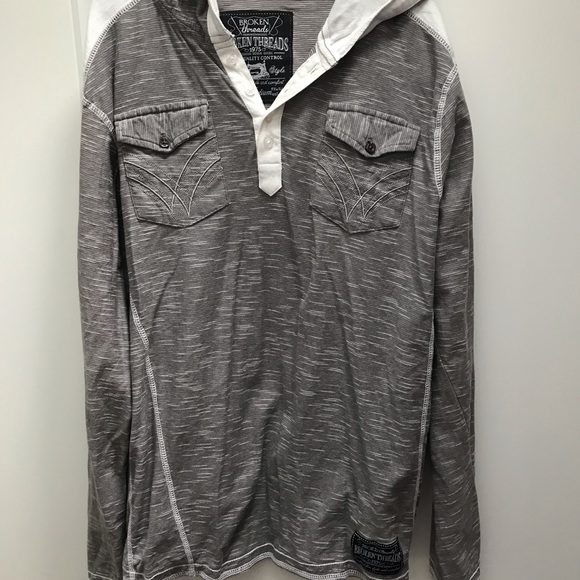 Gray and white hooded t shirt - Picture 1 of 2